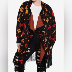 NWOT Disney Her Universe Hocus Pocus cardigan sweater w/ fringe and witch hat XS